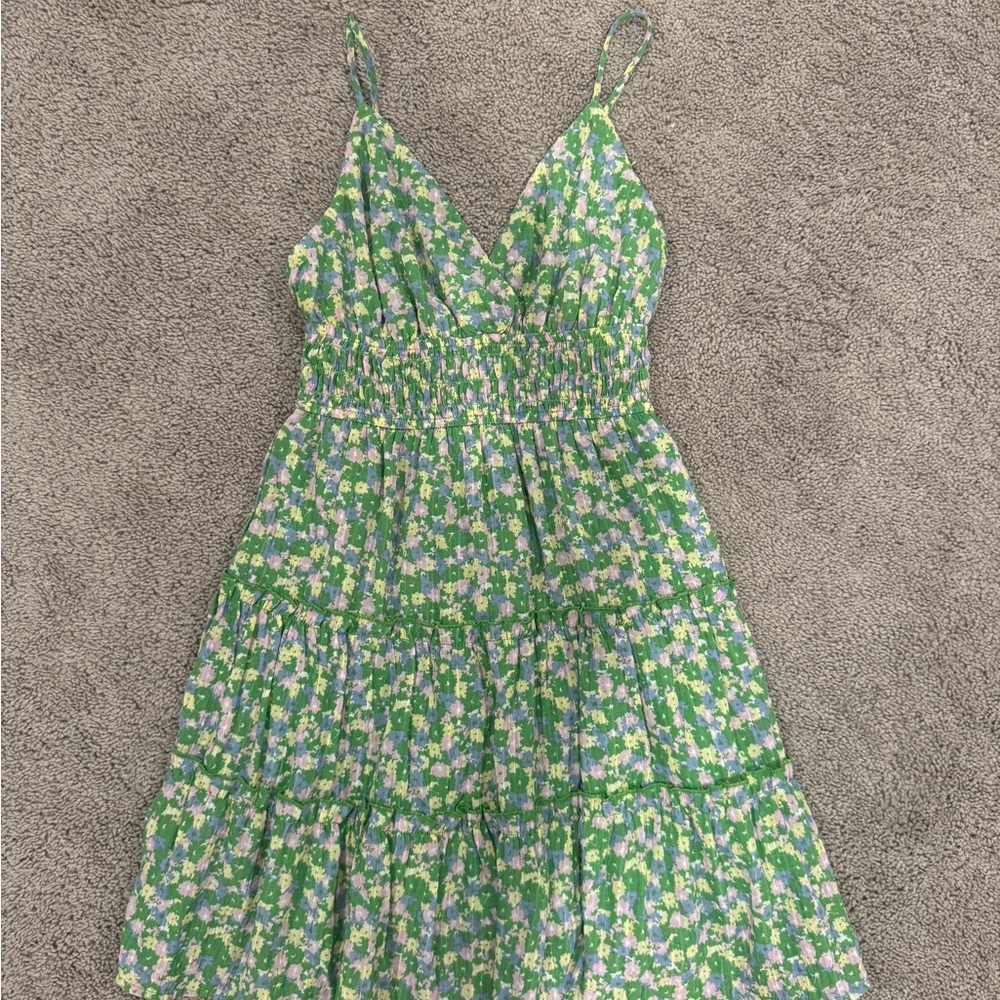 Green Floral Mini Dress
